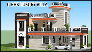 38x48 Luxury Villa Design | 6BHK 3D House Plan | Villa Design | Gopal Architecture