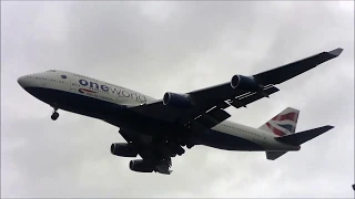 *STORM DENNIS* | Planes At London Heathrow Airport (Crosswind Landings on Runway 27L)