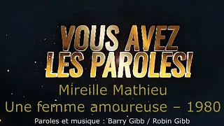 Mireille Mathieu  - Une femme amoureuse -  Paroles lyrics -  VALP