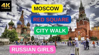 4K - Moscow  City Walk | Entrance To Red Square | Russian Girls | April 2023 | Lenin's Mausoleum