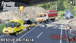 Rescuing Mercedes van and car from an accident | Rescue on Italia | Farming Simulator 19 | Episode 2