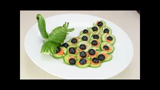 How to Make Yummy Cucumber Peacock - Cucumber Carving Garnish @TheFreshPlate