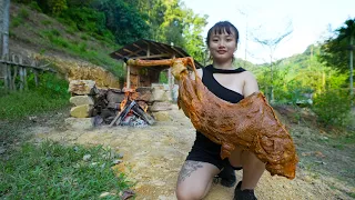 Roast Deer Leg in Underground Oven - Cook With Her Sister Free Footsteps/ Phuc - Girl in the Village