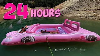 24 Hours Overnight on a GIANT PINK inflatable LIMO!