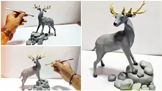DIY Sculpture ~ How To Make Deer with clay easy way • Clay Animals • Clay modelling • Clay crafts