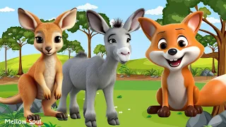 Sounds of wildlife animals, familiar animals: kangaroo, donkey, fox, pheasant, porcupine, turtle