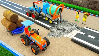 Diy tractor mini Bulldozer to making concrete road | Construction Vehicles, Road Roller, Excavator