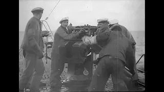 Propaganda sequence showing the deck gun crew of a Type IX U-boat in action against an Allied vessel