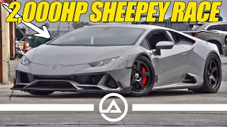 HARD PULLS in a 2000+HP TWIN TURBO Lambo SHEEPEY RACE