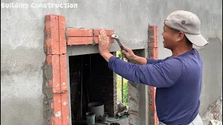 Construction Techniques To Decorate Beautiful Window Frames With Bricks And Cement