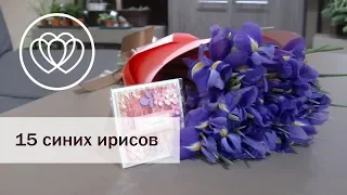 Букет из 15 синих ирисов