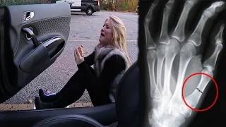 SHE FELL OUT OF MY CAR AND BROKE HER THUMB!