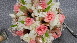 How to make hand tied bridal bouquet with mixed flowers