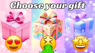 Choose your gift 🤩💝🤮| 3 gift box challenge || Rainbow Purple Pink  #pickonekickone #giftboxchallenge