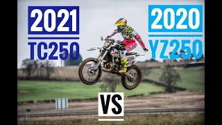 2021 Husqvarna TC250 VS 2020 Yamaha YZ250 on SAND TRACK