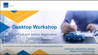 GSA Fleet Desktop Workshop: Vehicle Registration Functionality