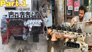 Rebuilding Hino Ho7c Diesel Truck Engine 6 Cylinder Engine Restoration | opening Part.1 |