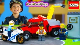 Time Lapse Build & Playing: Tow Truck Trouble! | LEGO City Cops Toy UNBOXING | JackJackPlays