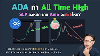 ADA ทำ All Time High/ SLP ลงหลัก เกม Axie จะแตกไหม? l วิเคราะห์กราฟ Bitcoin วันที่ 2 ก.ย. 64