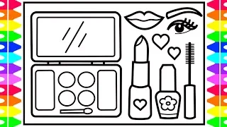 How to Draw a MAKEUP SET 💋💅💄Step by Step for Kids | MAKEUP Drawing | Fun Coloring Pages for Kids