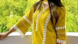 beautiful cotton lace suit design simple suit design/