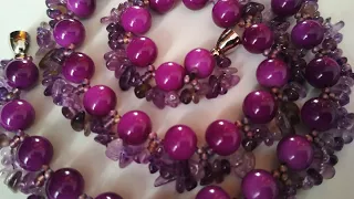 Tutorial: ultra violet necklace. DIY Колье из каменной крошки.