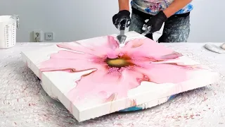CHARMING PINK with 3D Centre 💞 Acrylic Pouring / Abstract painting