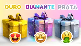 Escolha o seu presente...! 🎁 Ouro, Diamante ou Prata ⭐💎  🤍 #quiz