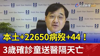 本土+22650病歿+44！ 3歲確診童送醫隔天亡