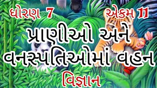 પ્રાણીઓ અને વનસ્પતિઓમાં વહન || Std 7 Sem 2 Unit 11 || Pranio Ane Vanspatioma Vahan || વિજ્ઞાન