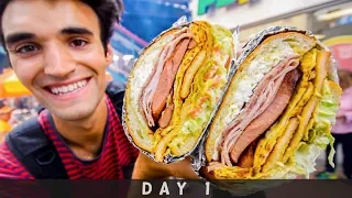 LIVING on STREET FOOD for 24 HOURS in NYC! (Day #1)