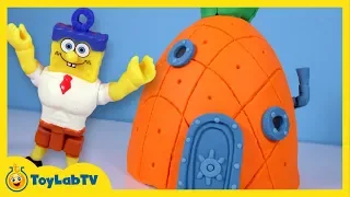 Giant SpongeBob Pineapple Play Doh Surprise Egg with Minions, Jurassic World & Marvel Toys