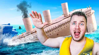 Surviving 7 Days On Worlds BIGGEST Box Fort TITANIC (The Movie)