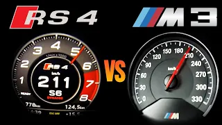 2018 Audi RS4 vs 2015 BMW M3 Acceleration 0 -100 km/h & 0-200 km/h