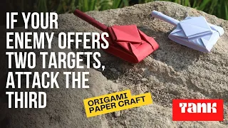 Origami Paper Craft - How to make an origami tank out of paper - EASY