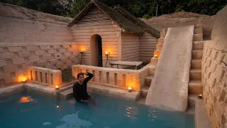 Build The Most Beautiful Swimming Pool for Underground Villa, Girl Living Off Grid