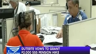 Duterte vows to grant P2,000 SSS pension hike