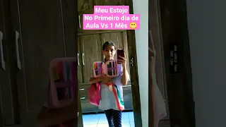 ESTOJO PRIMEIRO DIA DE AULA VS 1 MÊS DEPOIS 😁#shortvideo #materialescolar2023 #viral #shortvideo