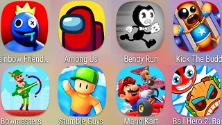 Bowmasters,Rainbow Friends 2,Among Us,Bendy Run,Kick The Buddy,Mario Kart,Stumble Guys,Ball Hero 2