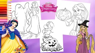 Disney Halloween Coloring Book Princess Rapunzel Snow White & Grumpy Dwarfs - Coloring Pages