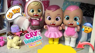 Cry baby dolls have an Accident at Sleepover! 😥