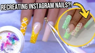 Recreating A Nail Design From Instagram 💛 Double Dip Nails Dip Powder Tutorial With Gel Nail Art