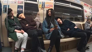 Sleeping on Strangers in the Subway 2