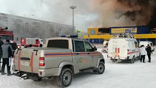 Пожар в Томске в гипермаркете ЛЕНТА