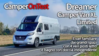Dreamer Camper Van XL Limited: van familiare con 4 veri posti letto e bagno con doccia indipendente