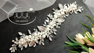 DIY/making a bridal crown/combination of two pearl and crystal hair vine