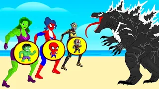 Rescue SHE HULK PREGNANT, SPIDER-GIRL, THE WASP From GODZILLA-VENOM | Super Heroes Animation