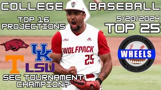 COLLEGE BASEBALL RANKINGS, TOP 16 PROJECTIONS, SEC TOURNEY PREVIEW & MORE (5/20/24)
