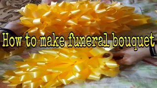 How to make funeral bouquet|Funeral ribbon|Step by step|Very easy