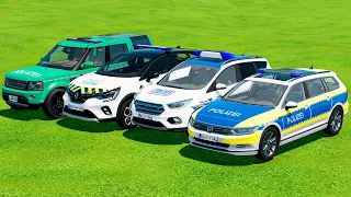 VOLKSWAGEN, FORD, RENO, LAND ROVER POLICE CARS TRANSPORTING WITH MAN TRUCKS - FS 22